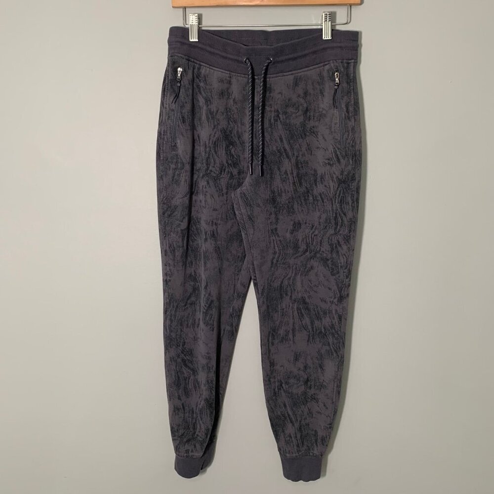 Old Navy Dynamic Fleece Joggers Womens Small Grey Black Marble Swirl Sweatpants